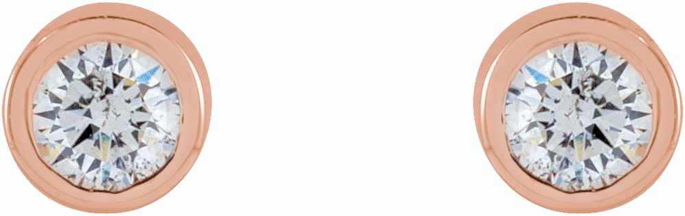 14K Rose .04 CTW Natural Diamond Micro Bezel-Set Earrings