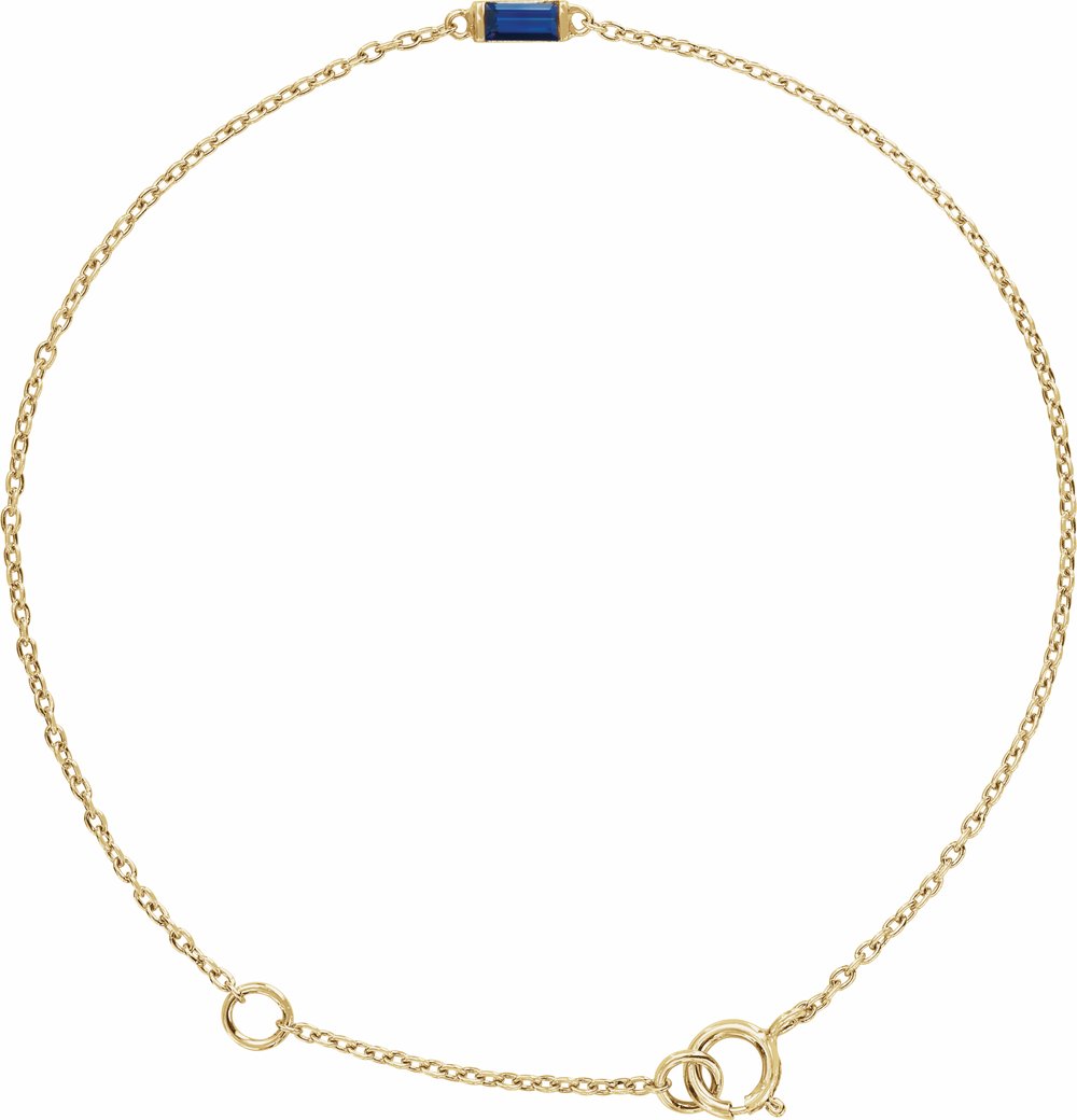14K Yellow Gold Straight Baguette Natural Blue Sapphire 6 1/2-7 1/2" Bracelet