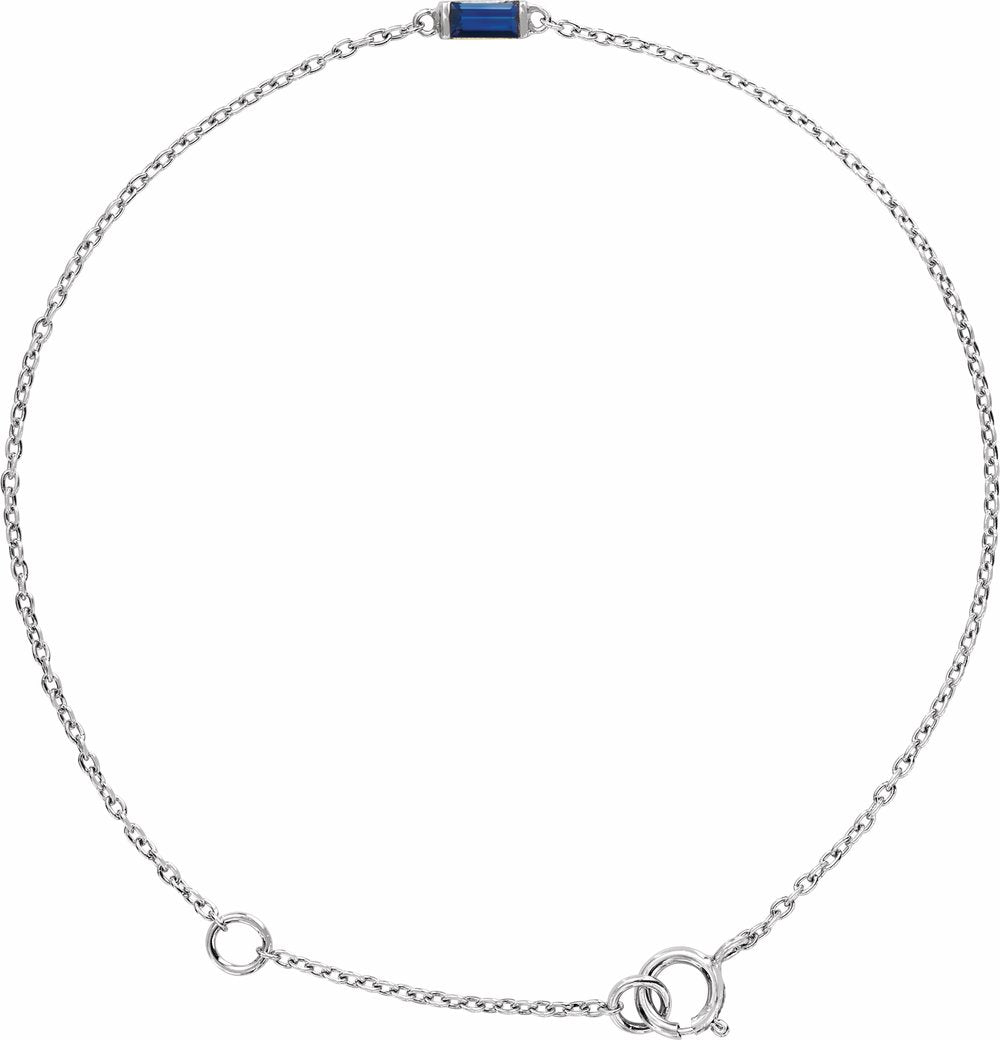 Sterling Silver Natural Blue Sapphire 6 1/2-7 1/2" Bracelet