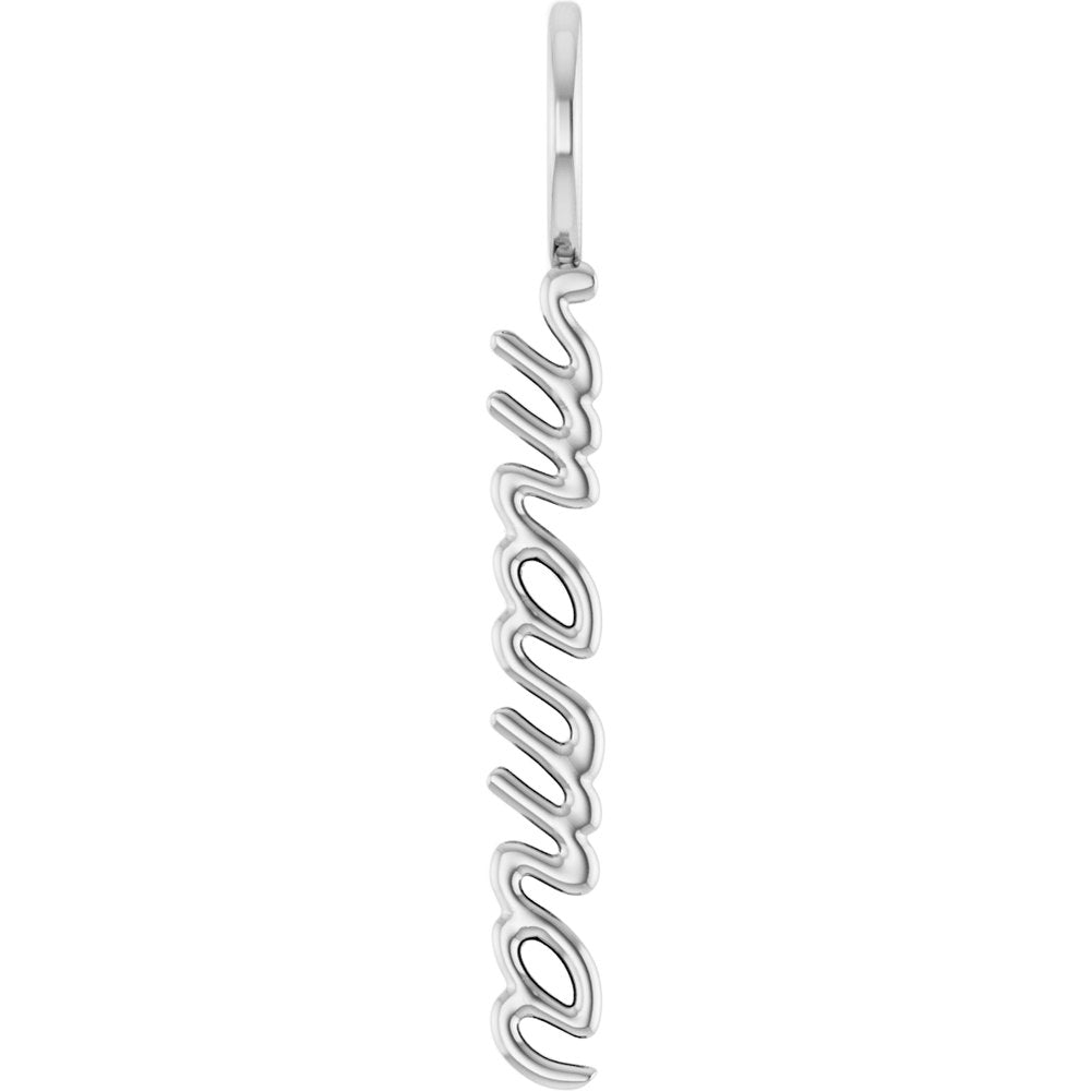 14K White Vertical "Mama" Charm/Pendant