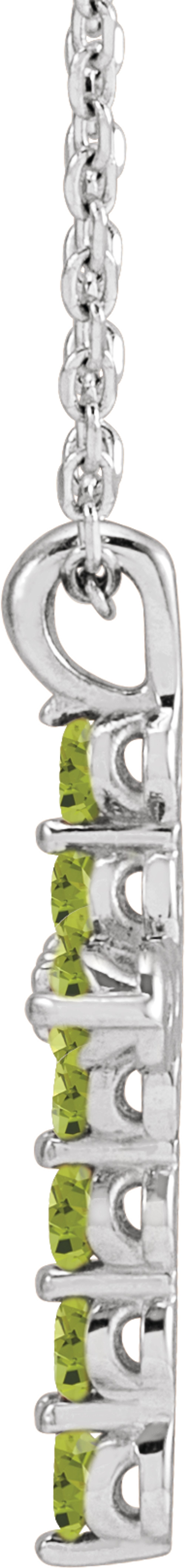 14K White Natural Peridot Cross 16-18" Necklace
