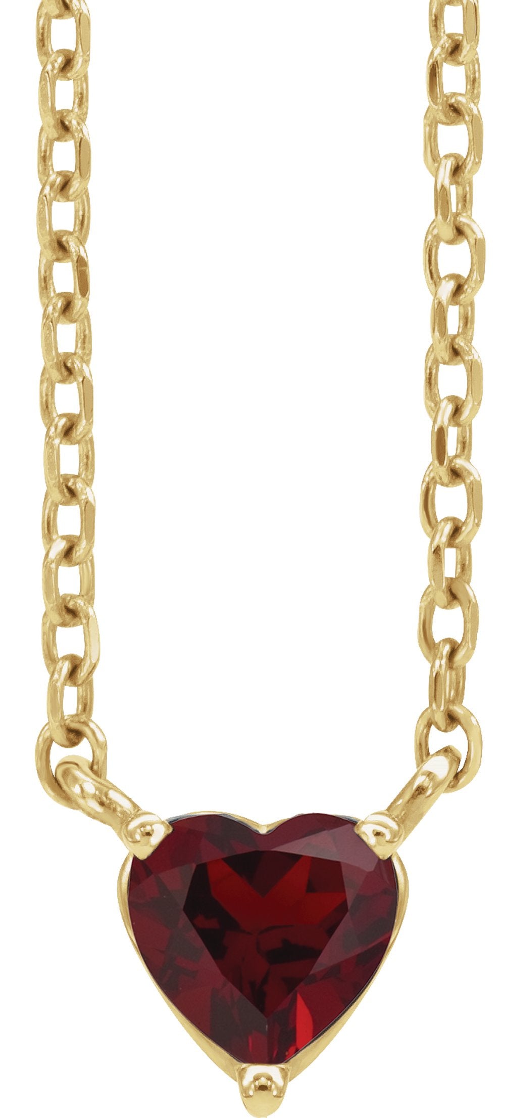 14K Yellow Natural Mozambique Garnet Heart 16-18" Necklace