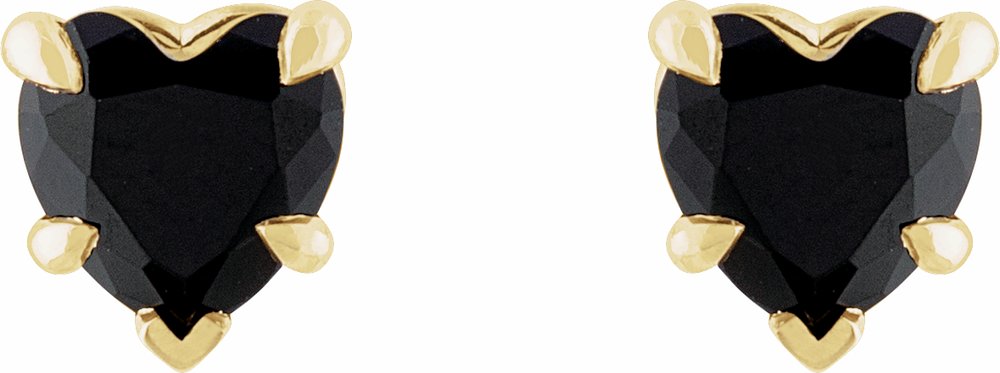 14K Yellow Gold Natural Black Onyx Stud Earrings