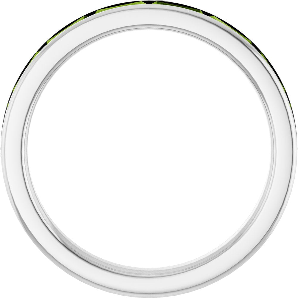 14K White Gold Natural Peridot Stackable Ring