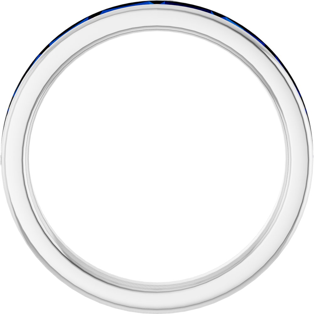 14K White Lab-Grown Blue Sapphire Stackable Ring