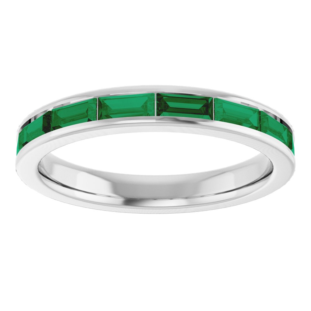 14K White Gold Lab-Grown Emerald Stackable Ring