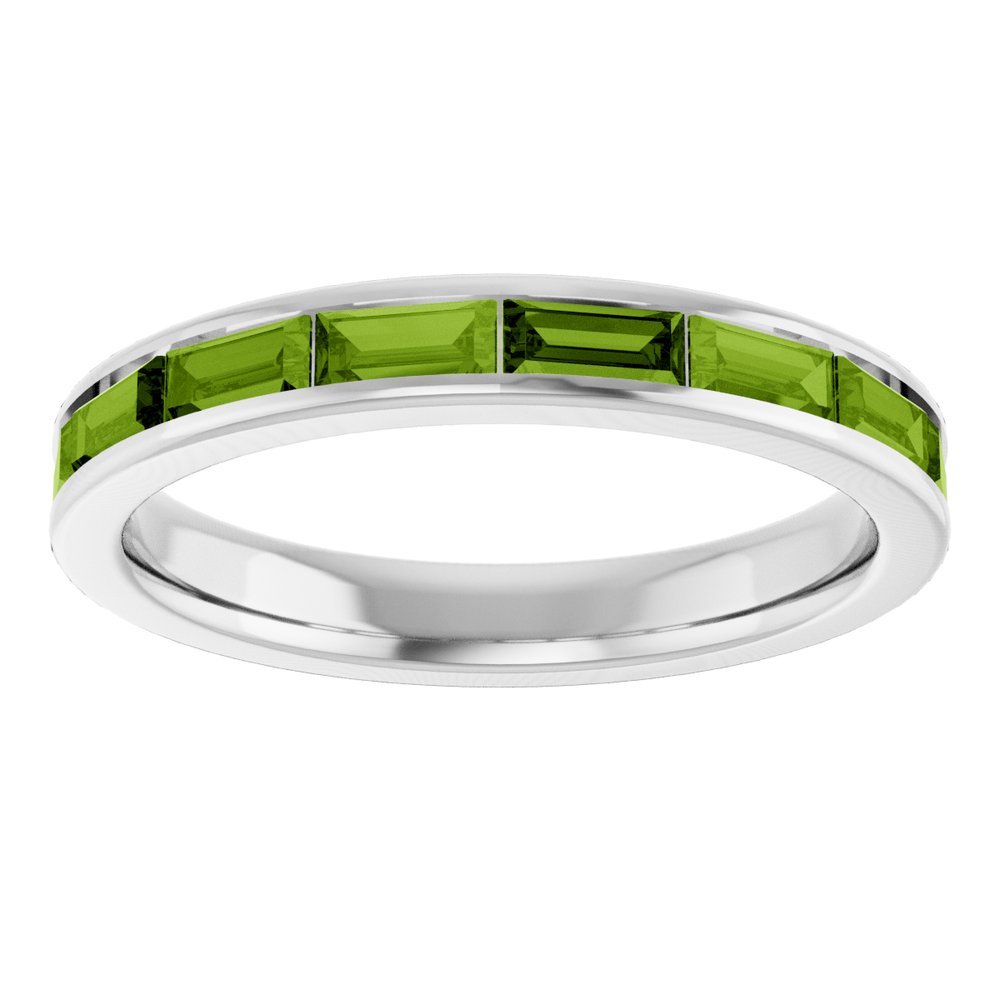 14K White Gold Natural Peridot Stackable Ring