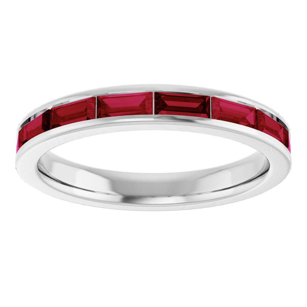 14K White Lab-Grown Ruby Stackable Ring