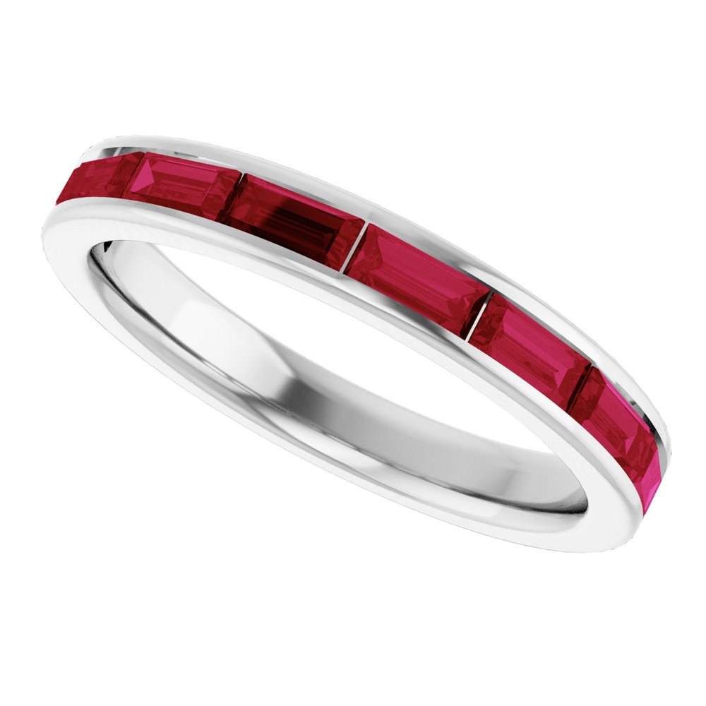 14K White Lab-Grown Ruby Stackable Ring