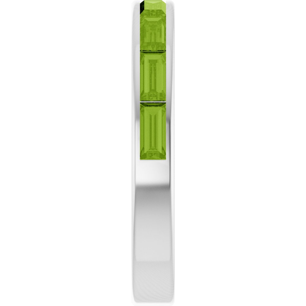 14K White Gold Natural Peridot Stackable Ring