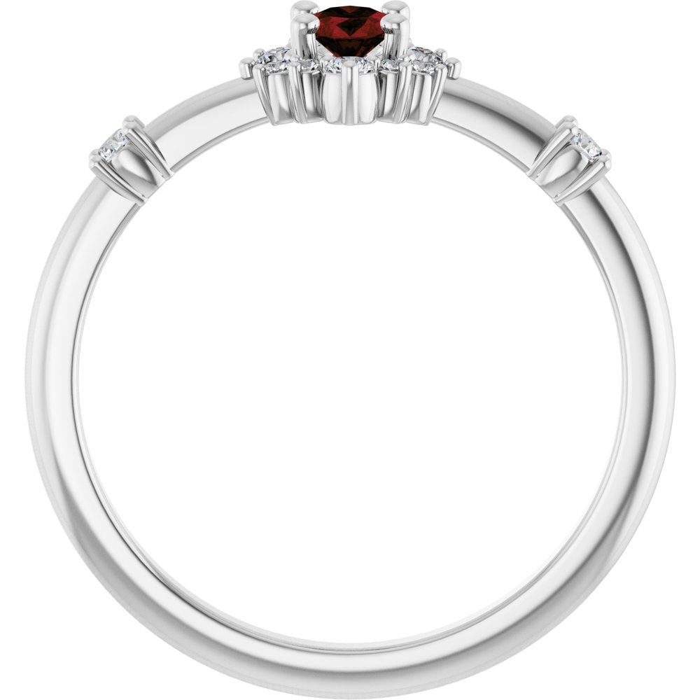 Sterling Silver Natural Mozambique Garnet & 1/6 CTW Natural Diamond Halo-Style Ring