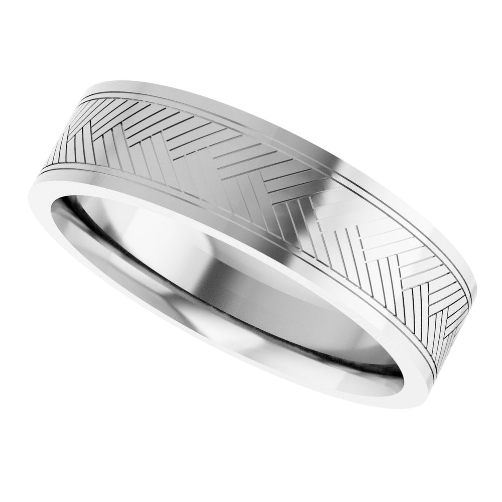 10K White Gold 6 mm Patterned Band Size 10