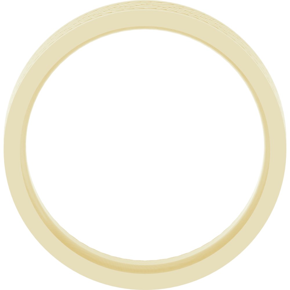 14K Yellow Gold 6 mm Grooved Tread Pattern Comfort-Fit Flat Band Size 10