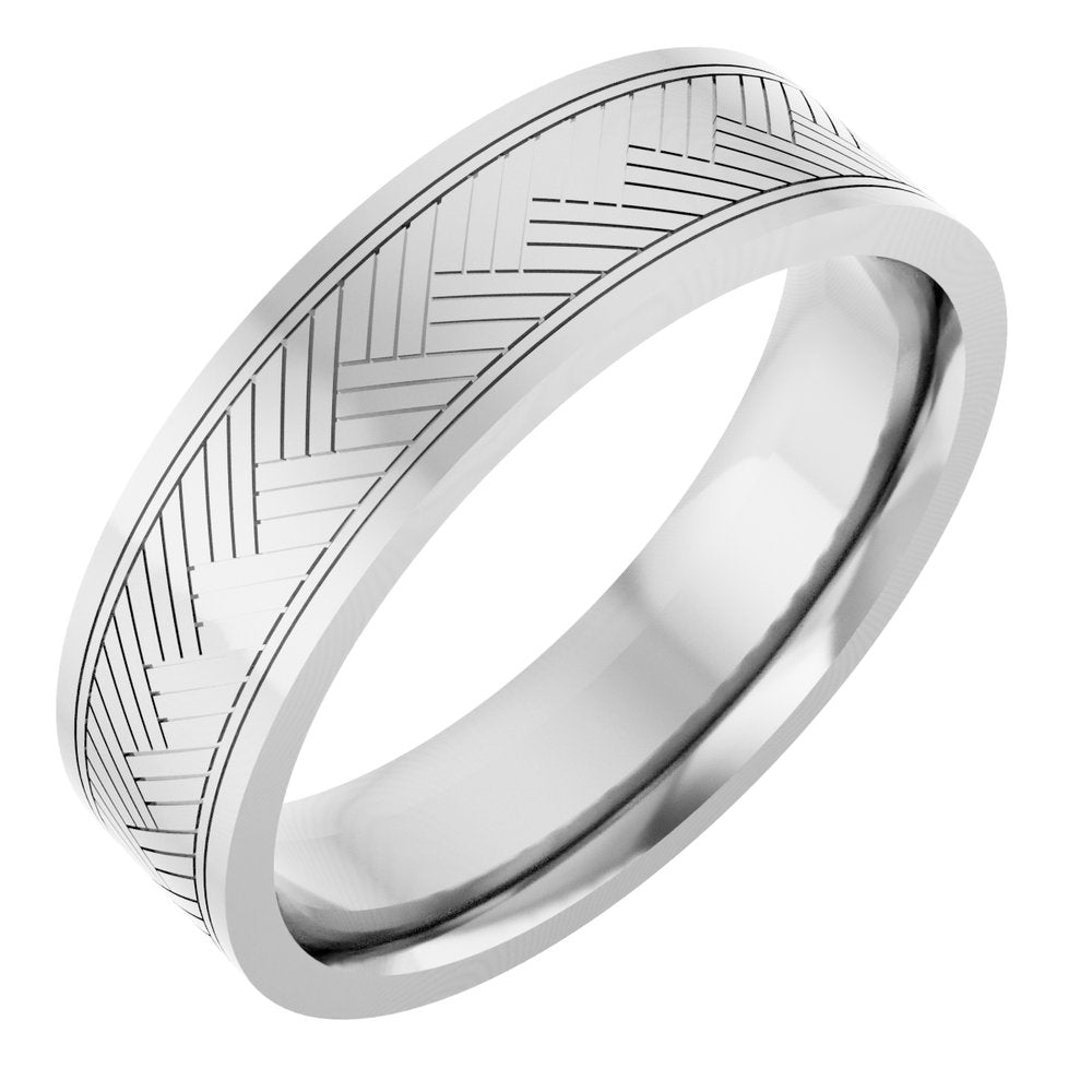 10K White Gold 6 mm Patterned Band Size 10