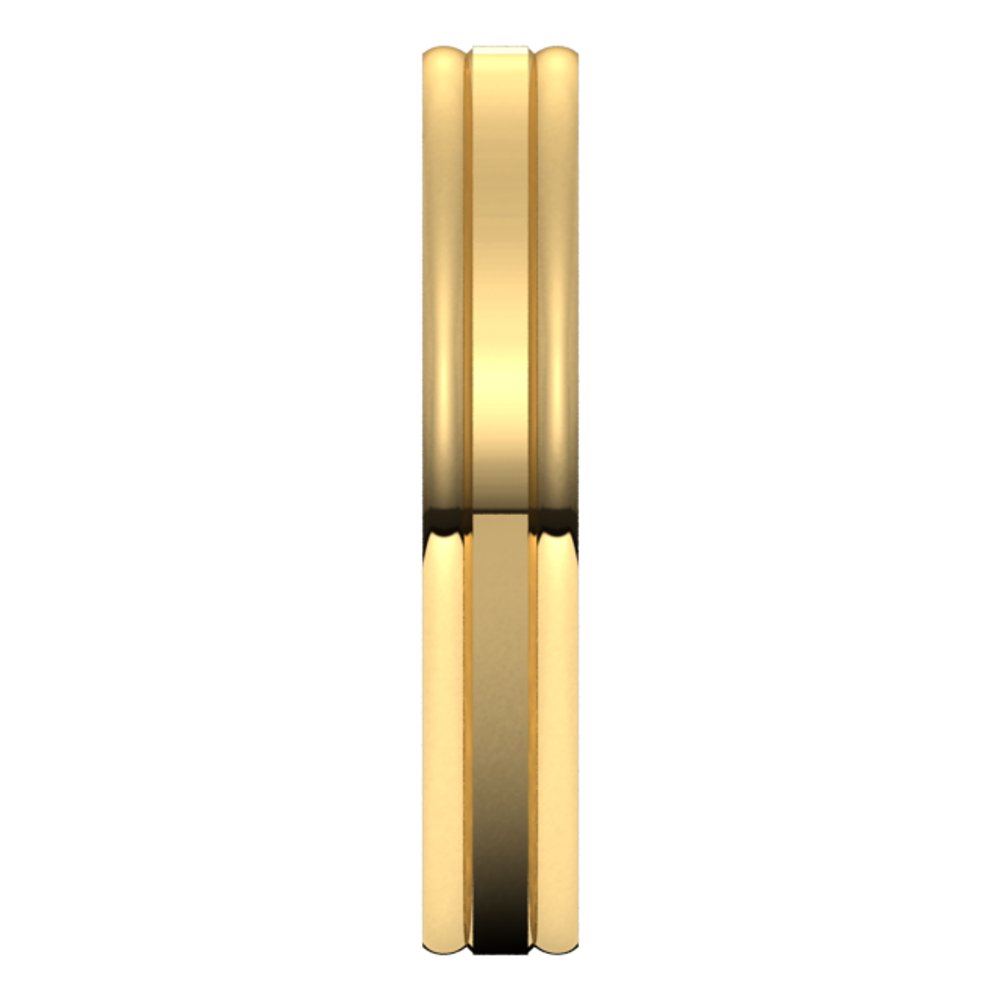 18K Yellow 4 mm Grooved Comfort-Fit Flat Band Size 10