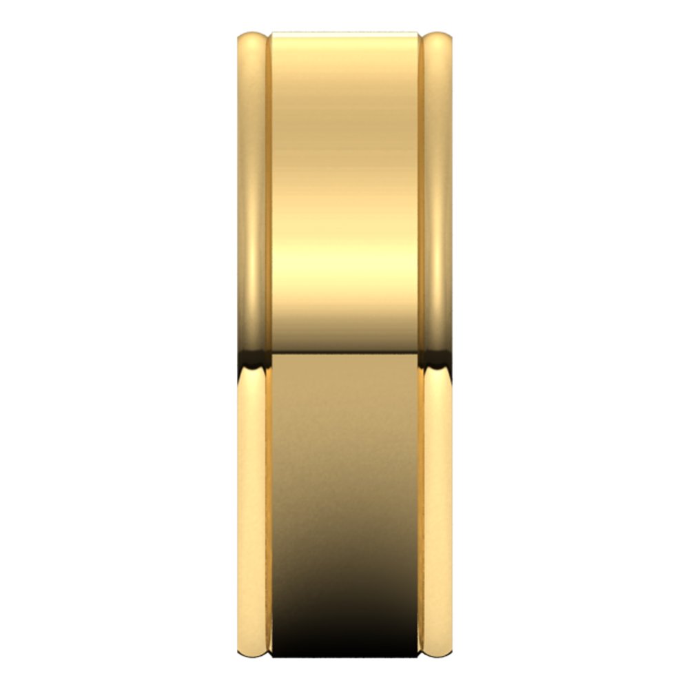 14K Yellow Gold 8 mm Grooved Comfort-Fit Flat Band Size 9