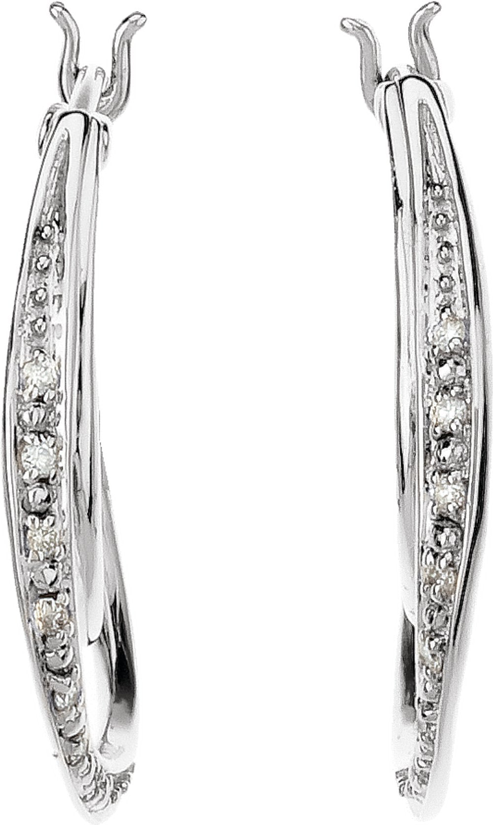 14K White 1/10 CTW Natural Diamond Hoop Earrings