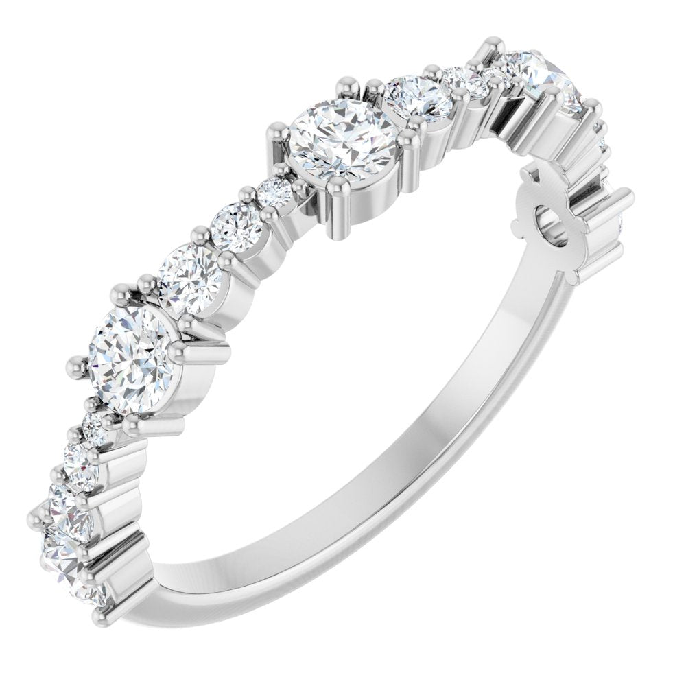 14K White Gold 5/8 CTW Natural Diamond Anniversary Band