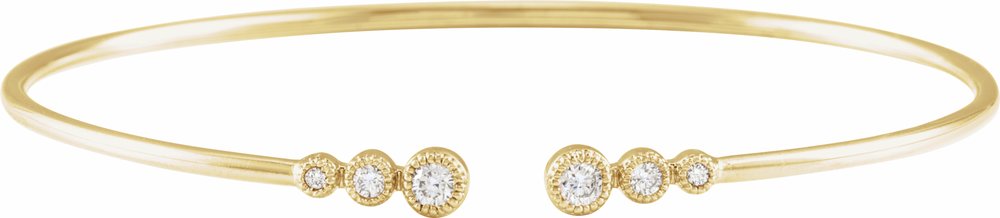 14K Yellow Gold 1/4 CTW Natural Diamond Cuff 7" Bracelet