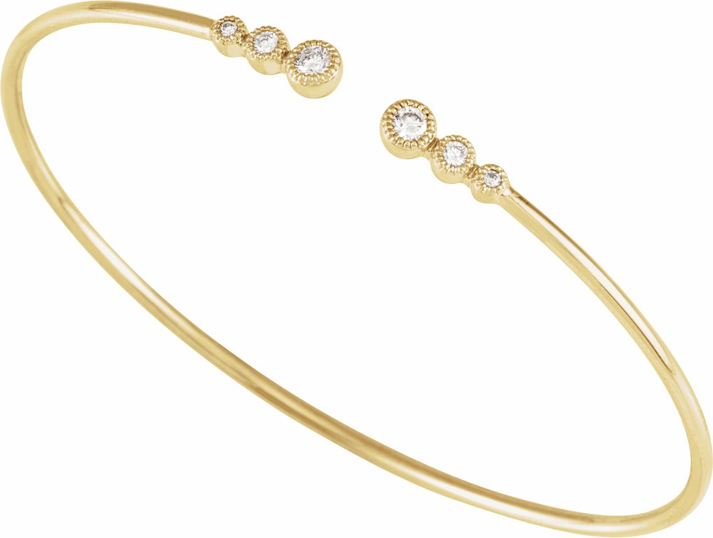 14K Yellow Gold 1/4 CTW Natural Diamond Cuff 7" Bracelet