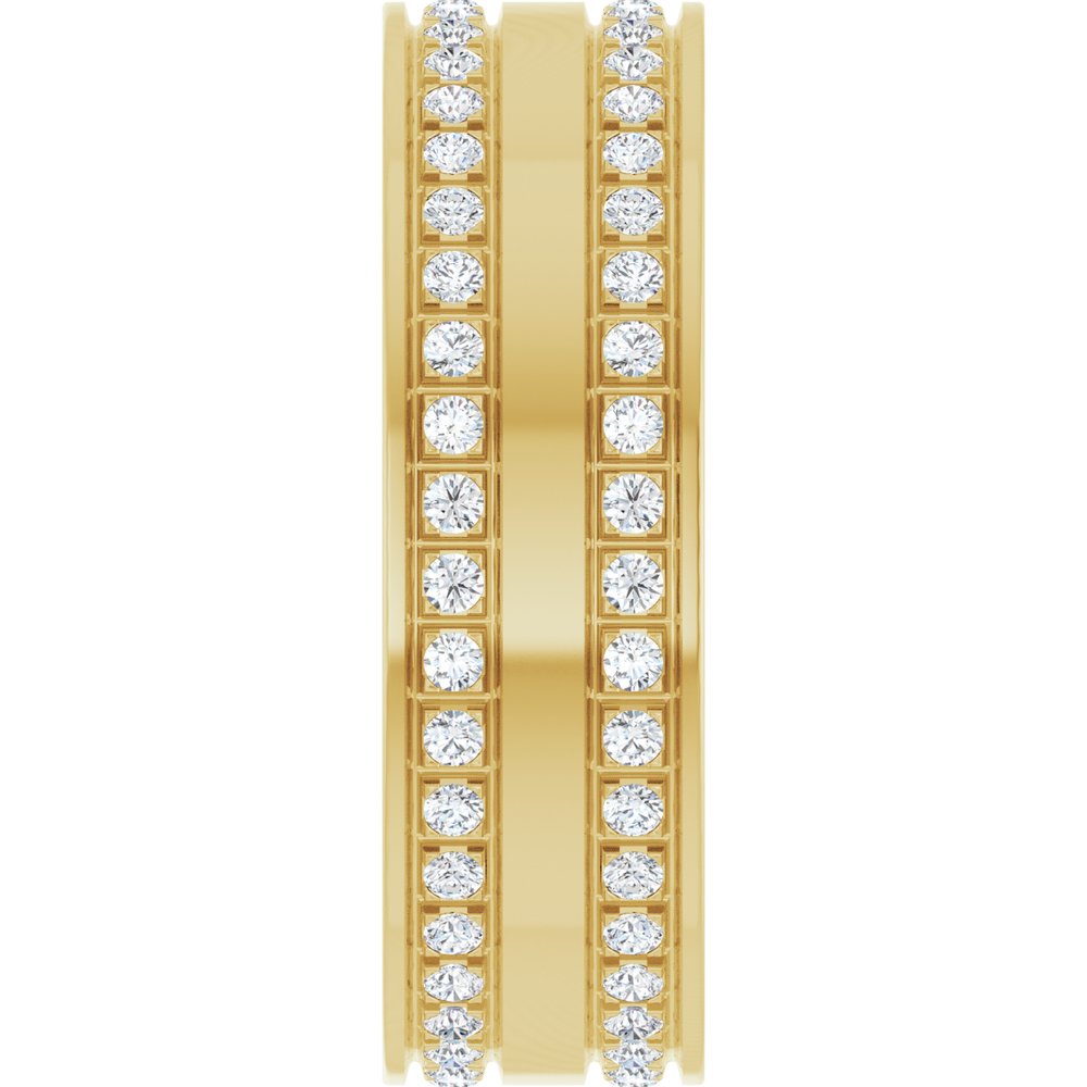 14K Yellow Gold 3/4 CTW Natural Diamond Double Row Accented Band Size 10