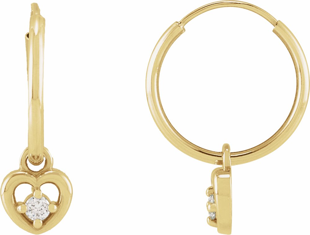 14K Yellow .06 CTW Natural Diamond Heart 17.7 mm Hoop Earrings