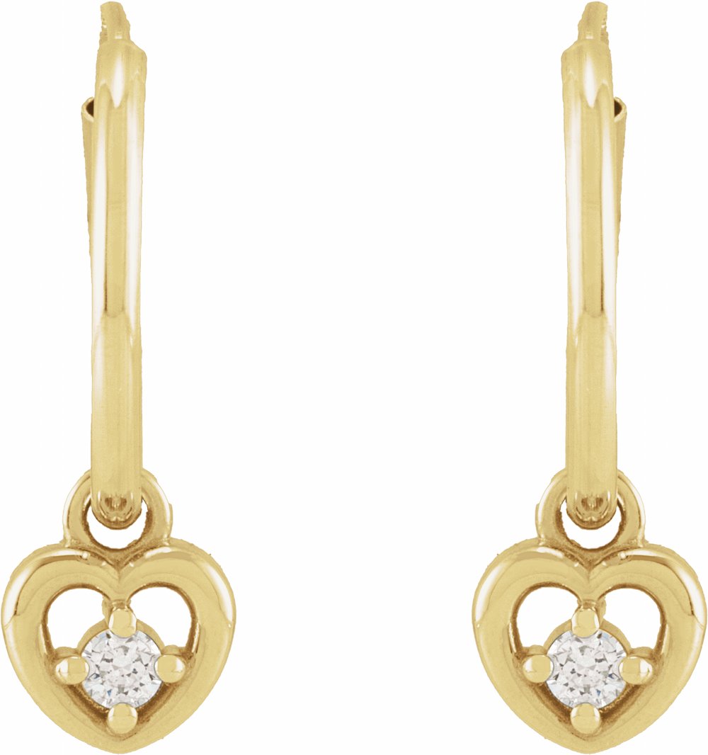 14K Yellow .06 CTW Natural Diamond Heart 17.7 mm Hoop Earrings