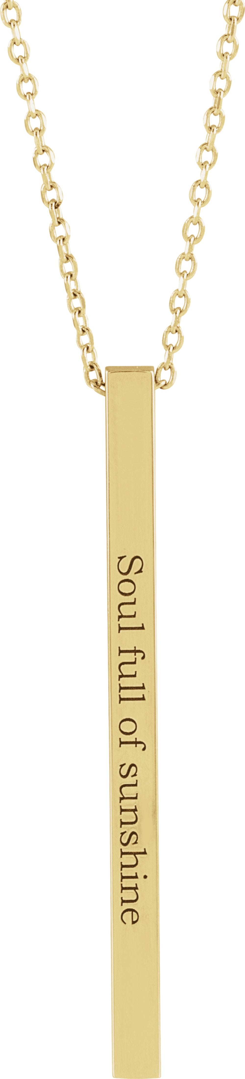 18K Yellow Gold-Plated Sterling Silver Engravable Four-Sided Bar 16-18" Necklace