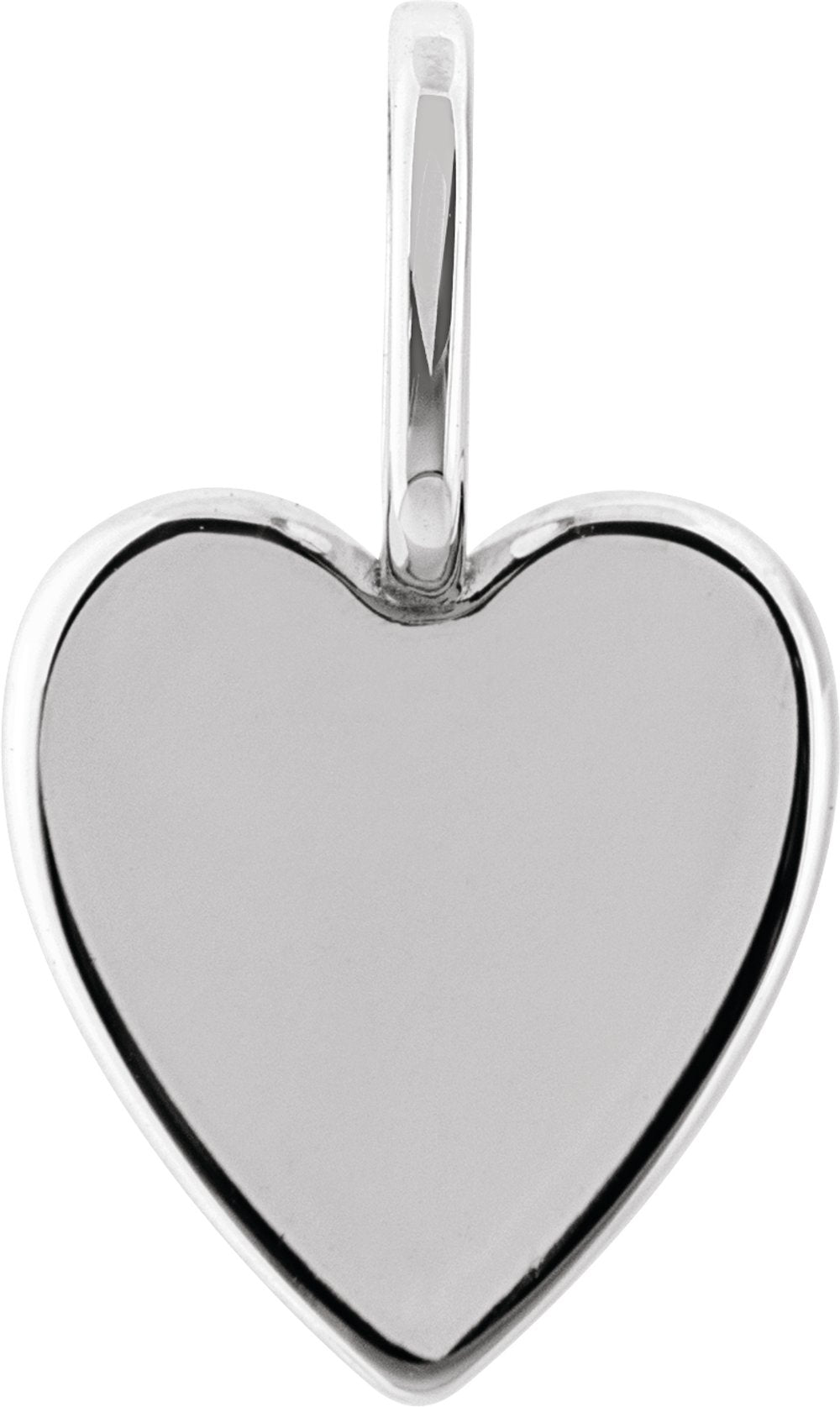 14K White Gold Engravable Heart Charm/Pendant