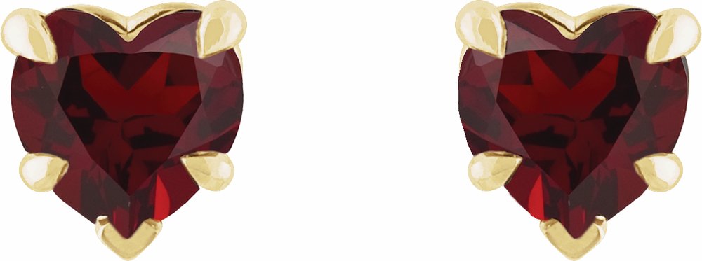 14K Yellow Gold Natural Mozambique Garnet Stud Earrings