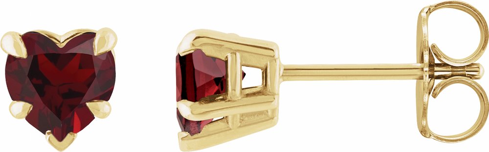 14K Yellow Gold Natural Mozambique Garnet Stud Earrings