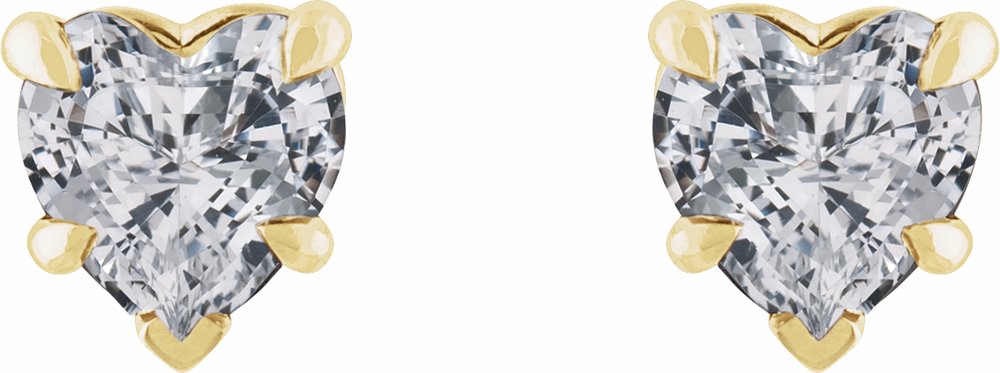 14K Yellow Gold Natural White Sapphire Stud Earrings