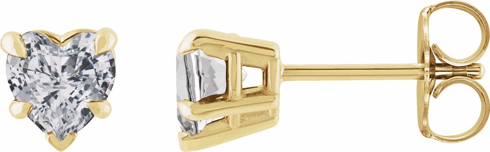 14K Yellow Gold Natural White Sapphire Stud Earrings