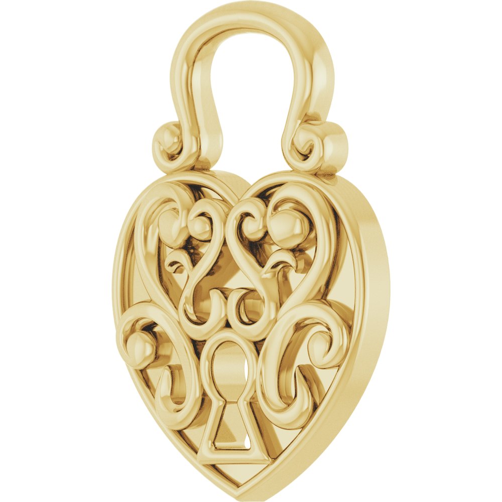 14K Yellow Gold 15.3x10.7 mm Vintage-Inspired Lock Pendant