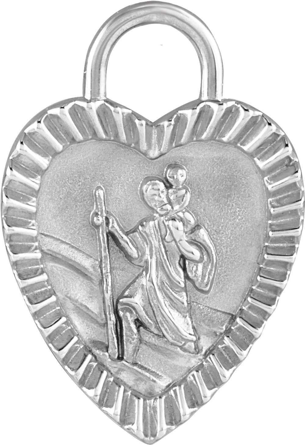 Sterling Silver St. Christopher Heart Medal Pendant