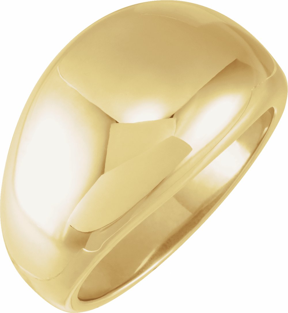 14K Yellow Gold 12 mm Dome Ring