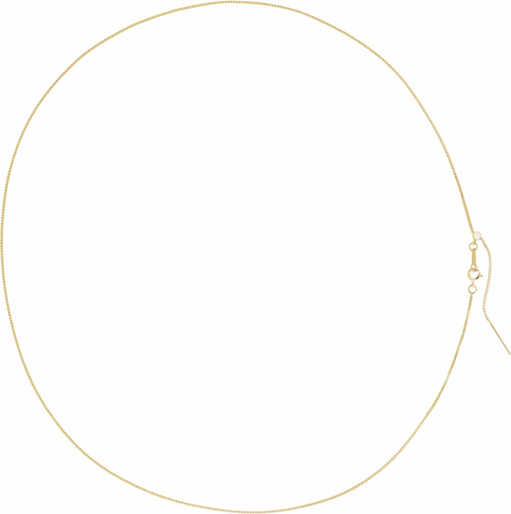 14K Yellow Gold 1 mm Adjustable Threader Box 16-22" Chain