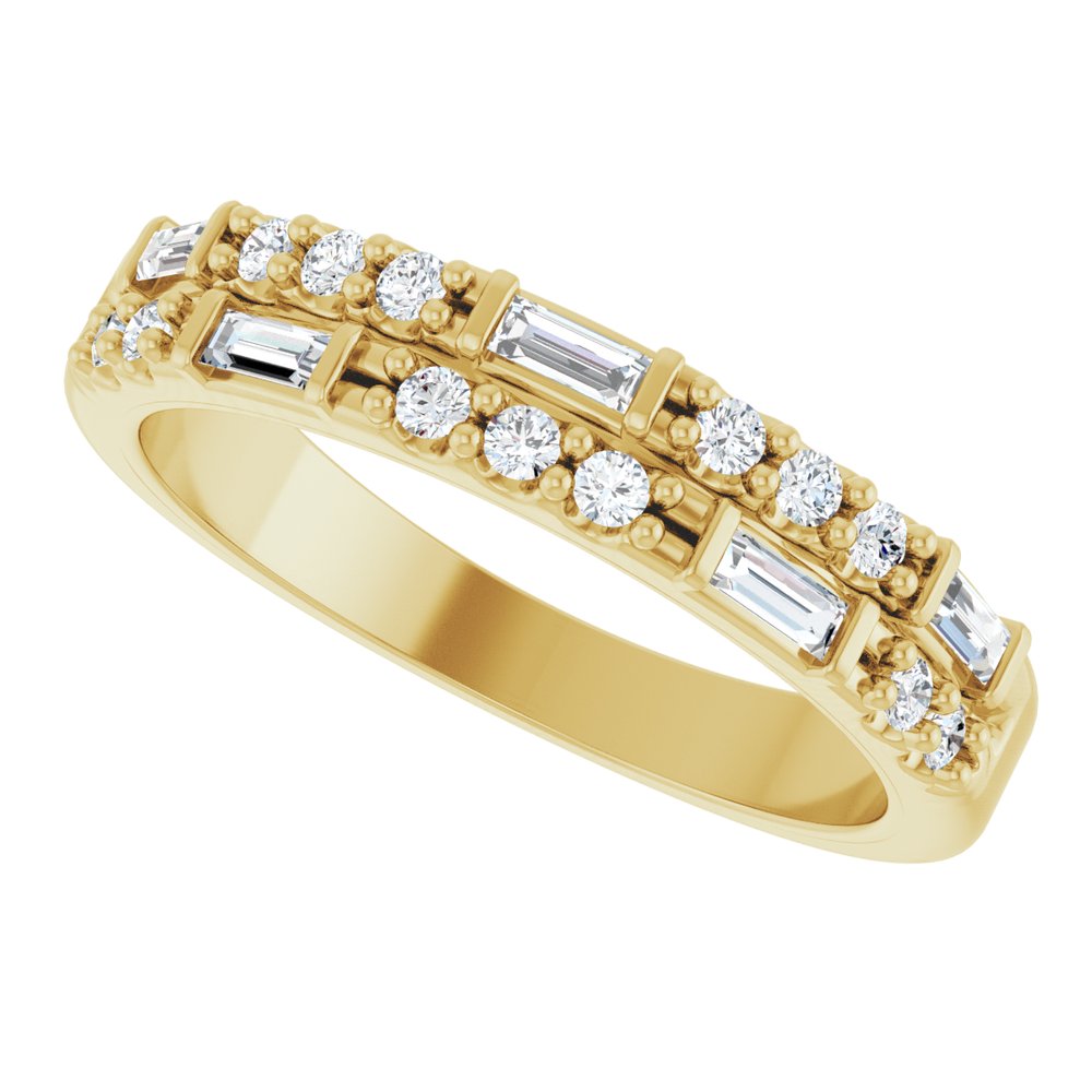 14K Yellow Gold 1/3 CTW Natural Diamond Double-Row Anniversary Band