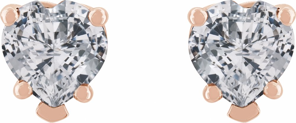14K Rose Natural White Sapphire Stud Earrings