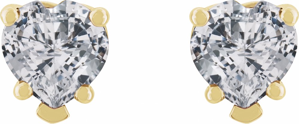 14K Yellow Natural White Sapphire Stud Earrings