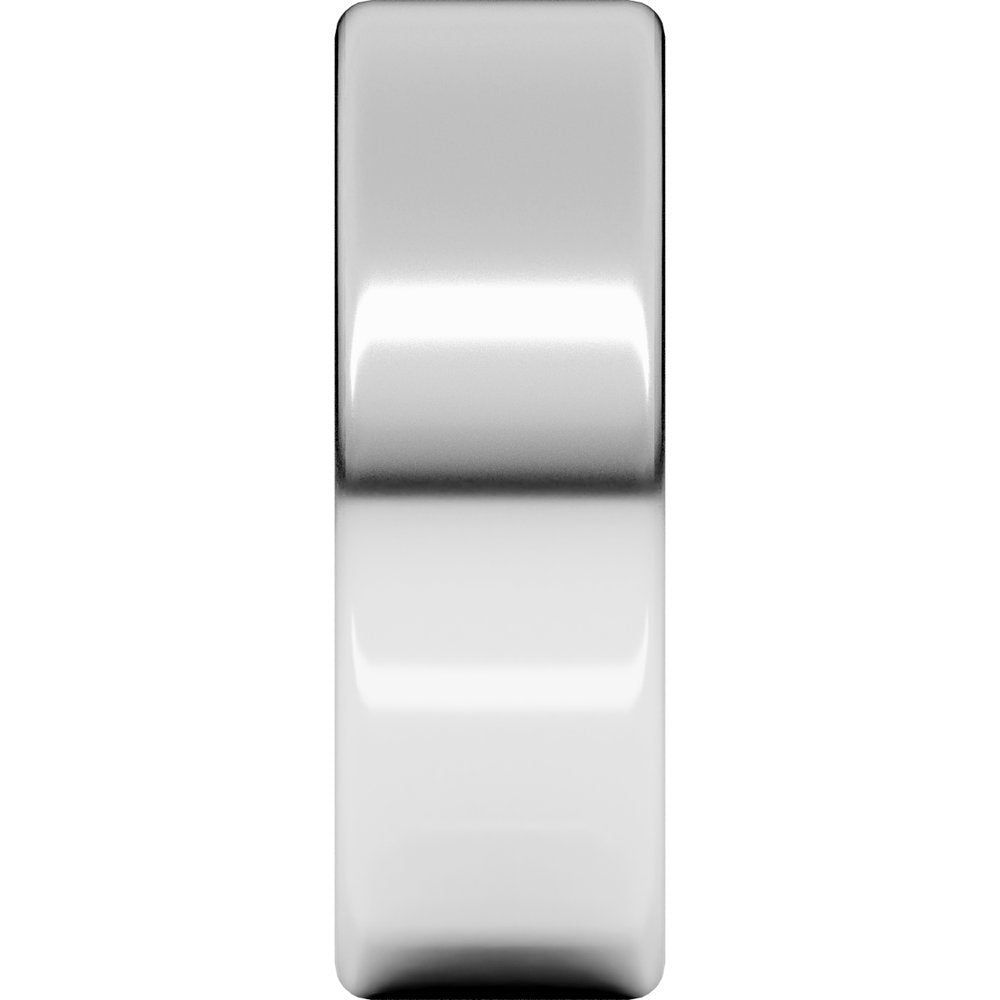 14K White 8 mm Heavyweight Round-Edge Comfort-Fit Flat Band