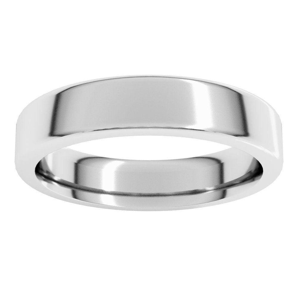 14K White Gold 5 mm Heavyweight Round-Edge Comfort-Fit Flat Band Size 10