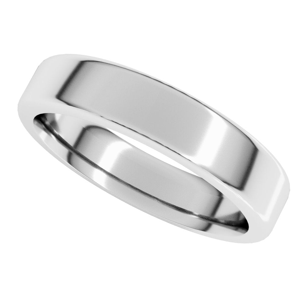 14K White Gold 5 mm Heavyweight Round-Edge Comfort-Fit Flat Band Size 10