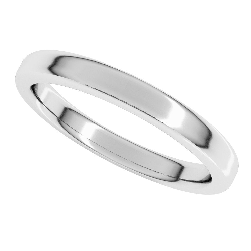 10K White Gold 3 mm Heavyweight Round-Edge Comfort-Fit Flat Band Size 7.5