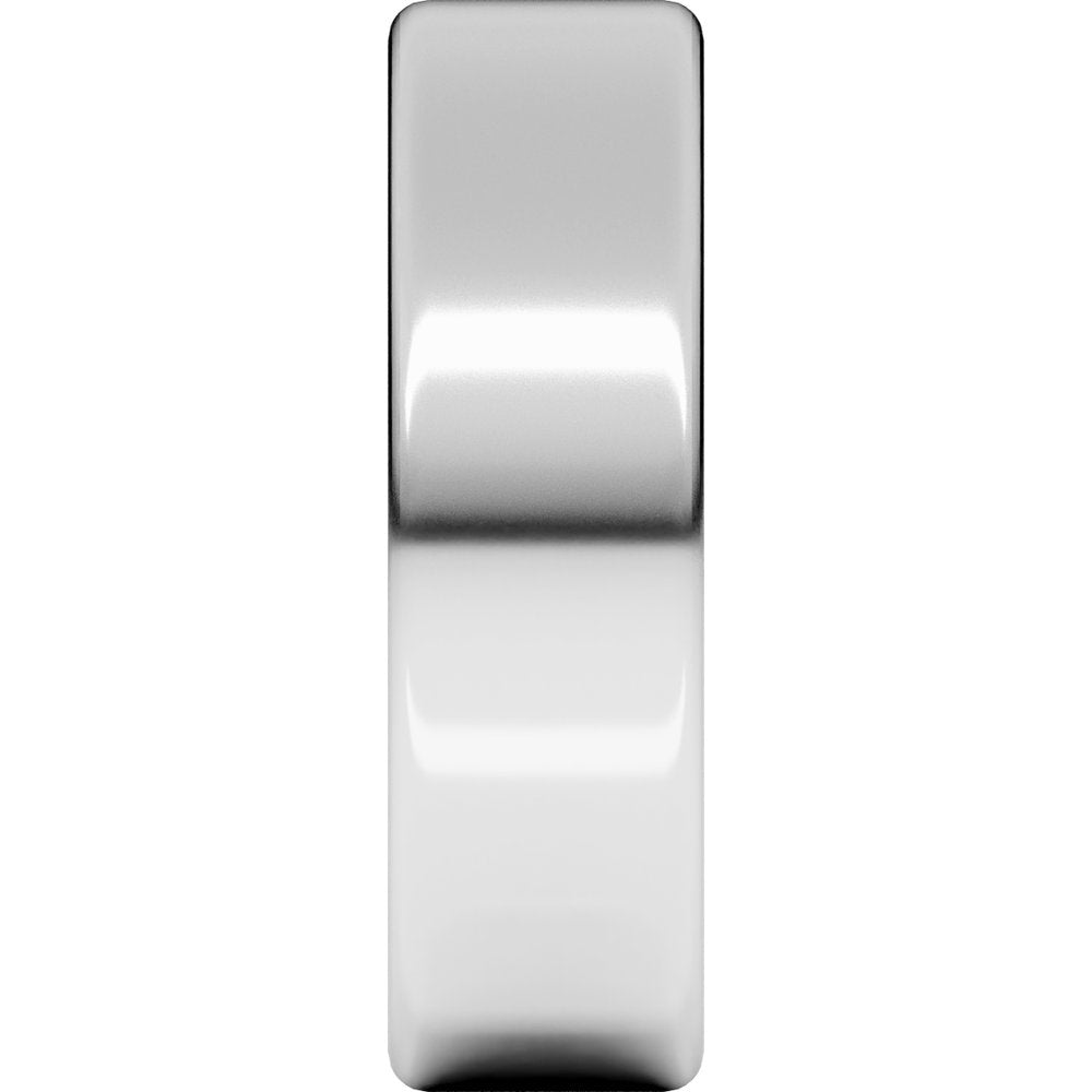 14K White Gold 7 mm Heavyweight Round-Edge Comfort-Fit Flat Band Size 8