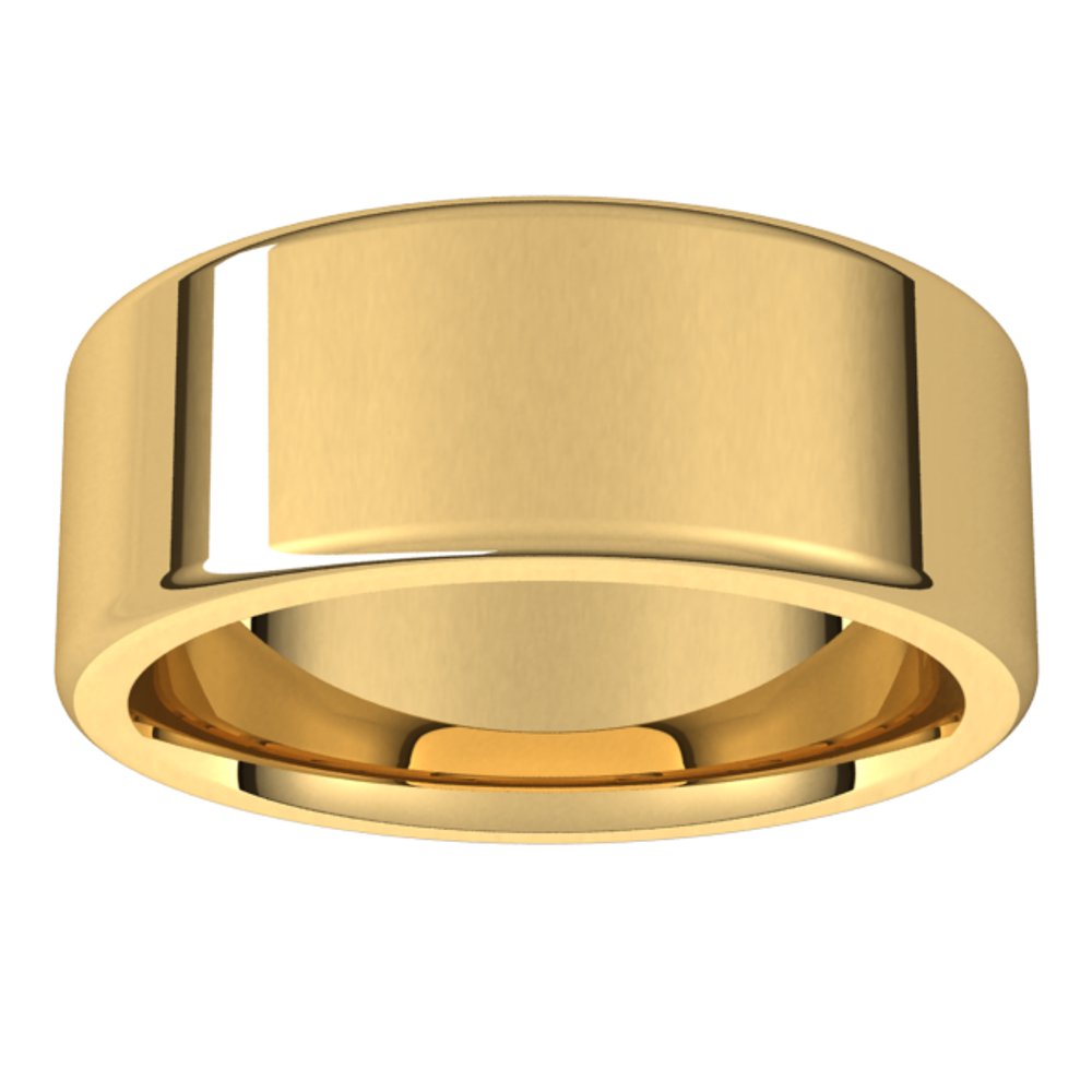 14K Yellow 9 mm Heavyweight Round-Edge Comfort-Fit Flat Band Size 9.5