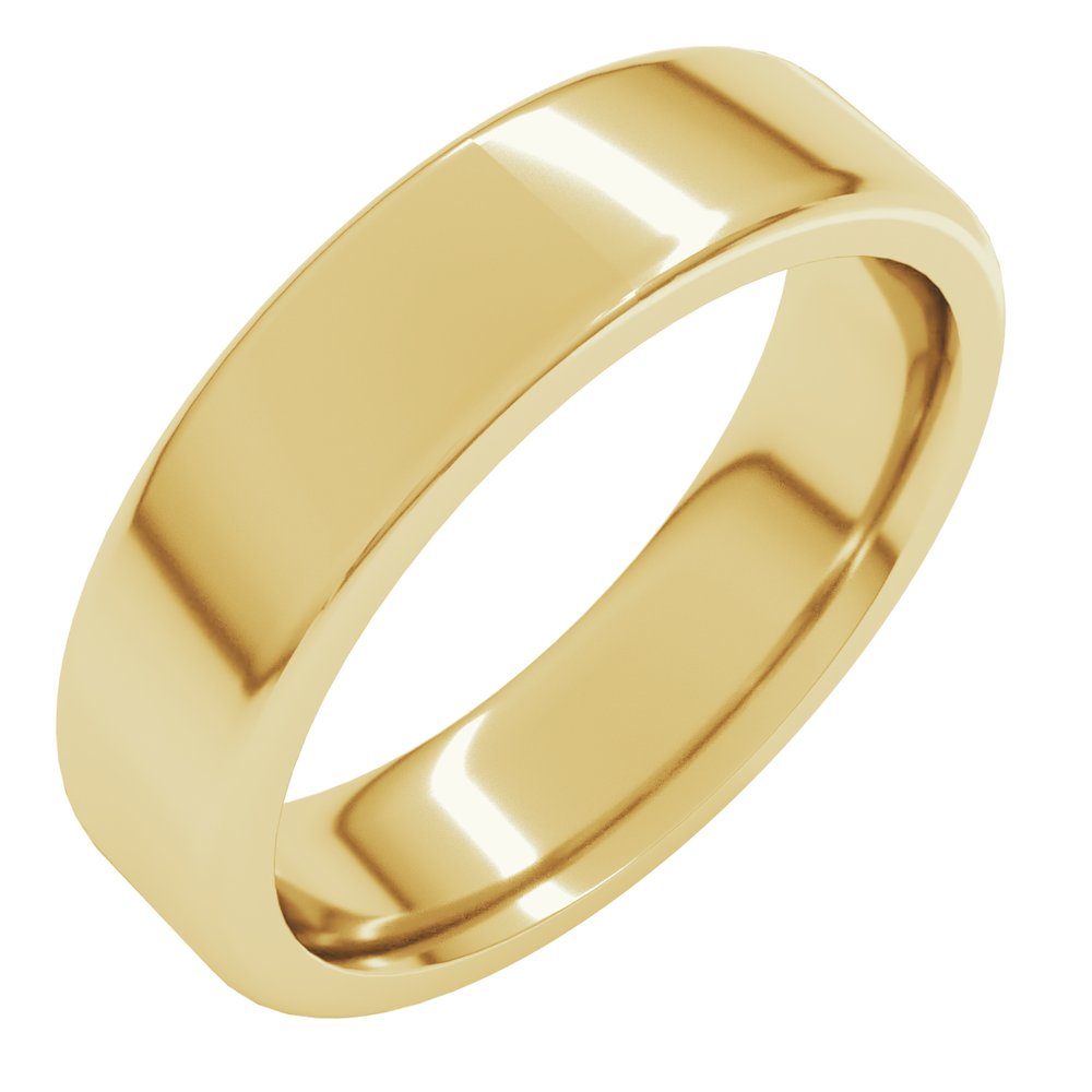 14K Yellow 6 mm Heavyweight Round-Edge Comfort-Fit Flat Band Size 9