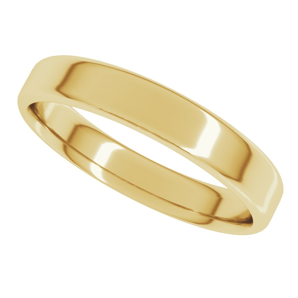 18K Yellow 4 mm Lightweight Round-Edge Comfort-Fit Flat Band Size 6
