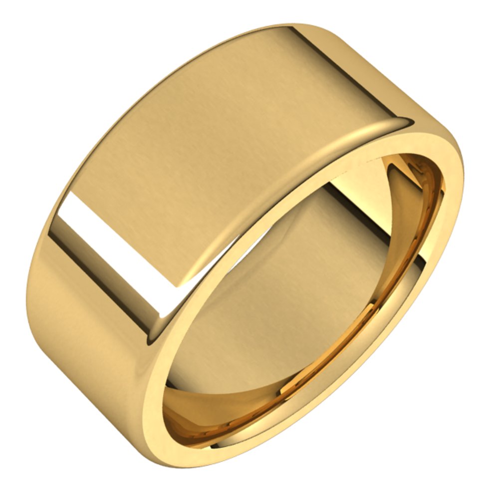 14K Yellow Gold 10 mm Heavyweight Round-Edge Comfort-Fit Flat Band Size 7