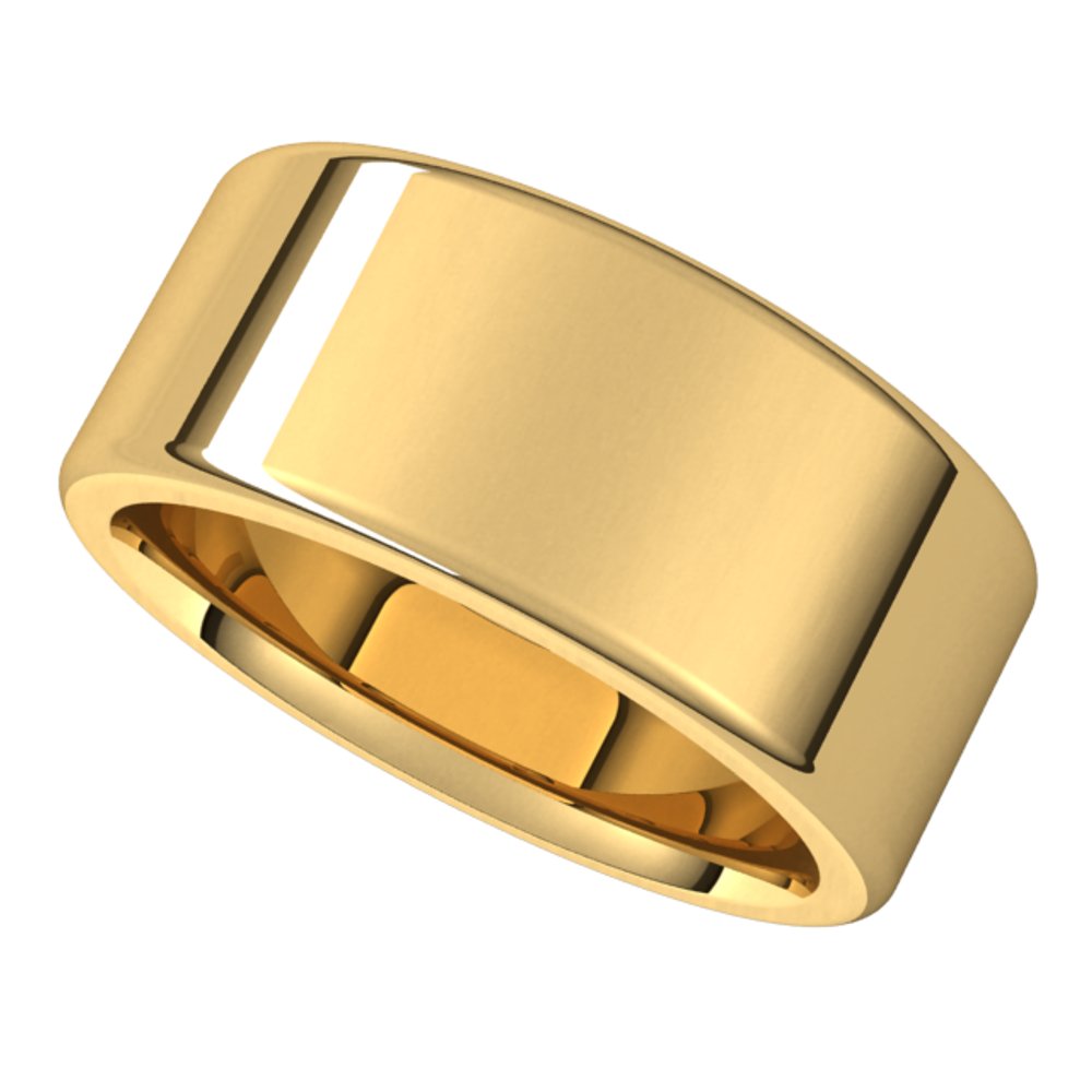 14K Yellow Gold 10 mm Heavyweight Round-Edge Comfort-Fit Flat Band Size 7